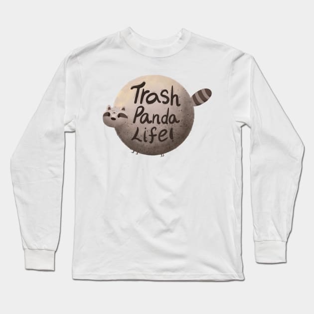 Trash panda life cartoon design Long Sleeve T-Shirt by Cuteful